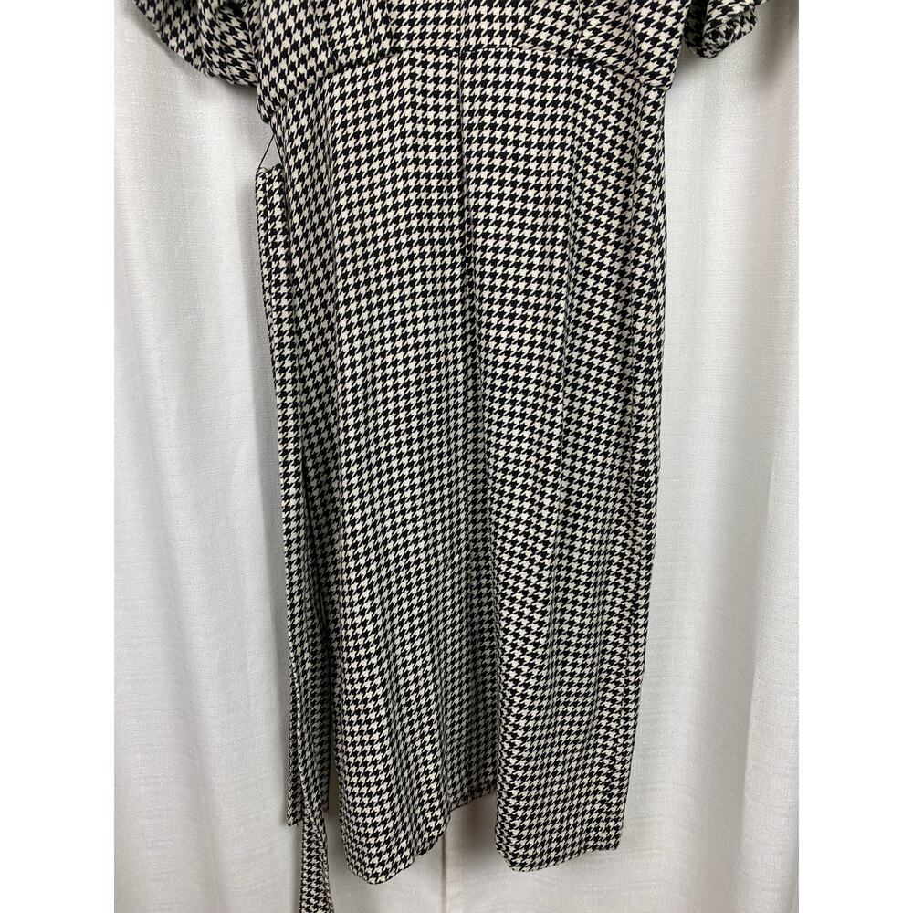 Zara Black&White Houndstooth Balloon Sleeve Blogger Favorite Midi Dress Sz.L - Picture 14 of 16